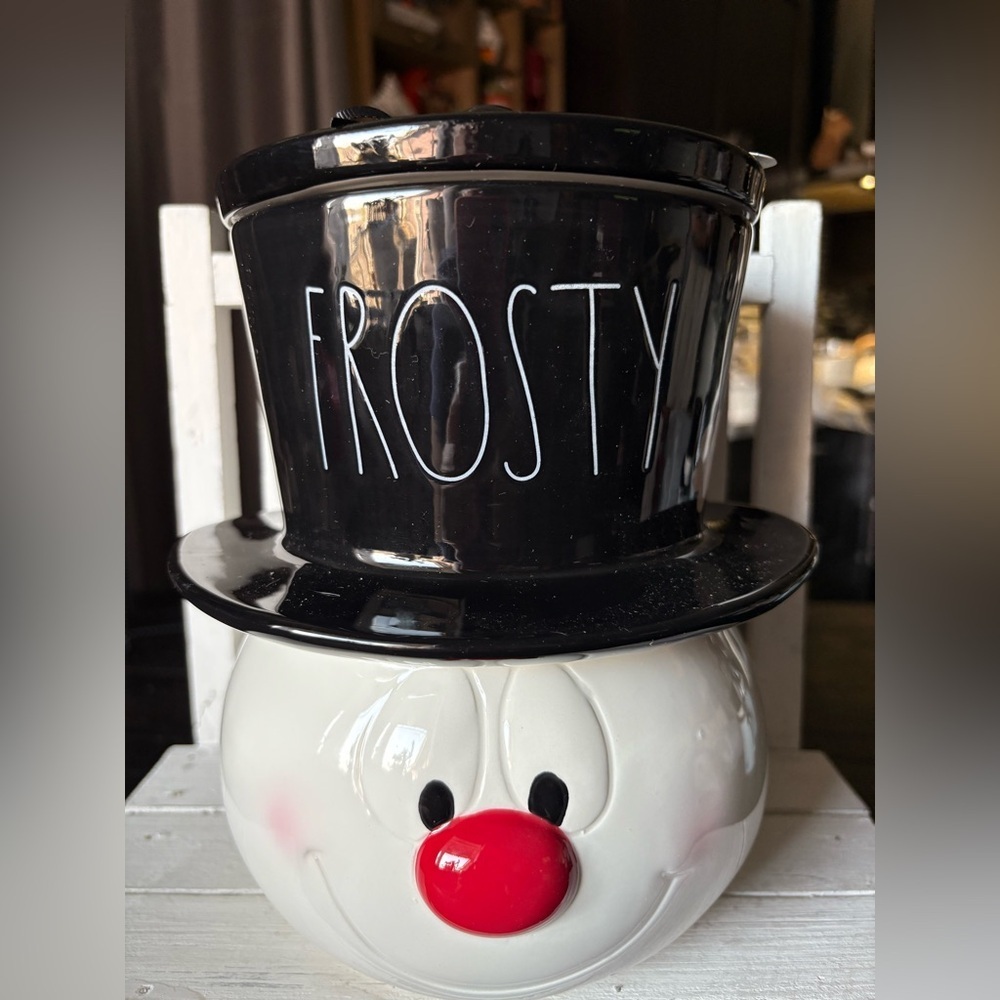 Rae Dunn Black Frosty Snowman Jar